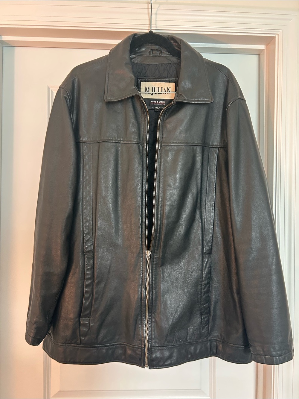 Wilson’s Men's Dark Brown Leather Zip-Up Bomber Jacket
